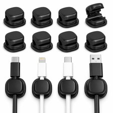 Magnetic Cable Organizer 8 Pack, Cord Holder for Nightstand, Black