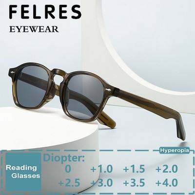 Men Women Classic Oval Tinted Reading Glasses Outdoor Shade Presbyopic Glasses 