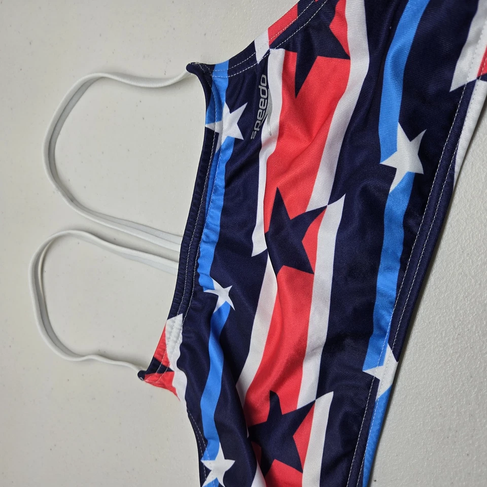 Traje de baño Speedo para mujer XL estrellas rojas a rayas resistencia inalámbrico espalda deportiva nuevo con etiquetas Foto 4 de 4
