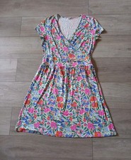 Damart Cream Floral Stretch Flared Dress Smart Casual Holiday Office Work UK14