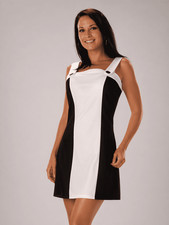 Ladies 60s 70s Mod Dress Black White Retro GoGo Mini Dress Fancy Dress Costume