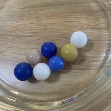 Lot of 7 Vintage Chinese Checkers Glass Game Marbles Assorted Colors Sizes