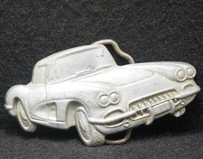 XA09101 VINTAGE 1970s CUT OUT  1950's CORVETTE  AUTOMOTIVE MENS BELT BUCKLE
