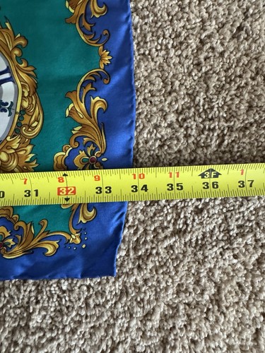 Vintage Luxury 100% Silk Scarf - Clock Pocketwatch And Chain Baroque Design, $16 - Photo 3