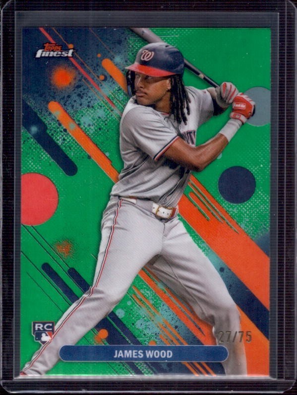 JAMES WOOD 2025 Topps Finest #100 Green Refractor Rookie RC #27/75