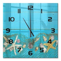 Wanduhr Mit FließEnden Zeigern Seesterne Und Muscheln Schwarze Zeiger 60X60 Cm