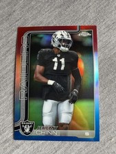 2025 Topps Chrome Football Jeremy Chinn  Red White Blue REFRACTOR Raiders