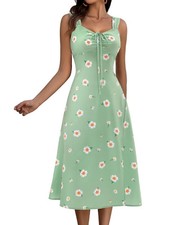 HomRain Green daisy pattern summer cocktail dress size S