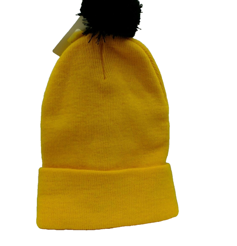Pittsburgh Steelers knit Beanie Hat NFL Football Yellow cuffed w/ Black pom top - Picture 2 of 6
