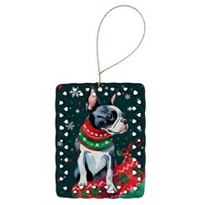 Caroline's Treasures Boston Terrier Christmas Porcelain Ornament DAC3389CO2