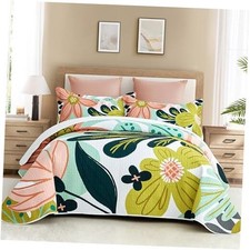 3 Piece Boho Floral Quilt Sets Farmhouse Reversible Full/Queen Rose Garden