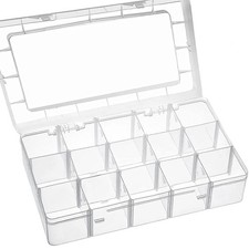 15 Large Grids Plastic Organizer Box with Adjustable Dividers,divided storage...