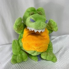 Baby Ganz Alligator Plush Hand Puppet Rattles Green Purple Yellow Small 8"