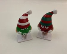 M&M Mars Fillable Holiday Characters Green & Red M&M Candy Holders