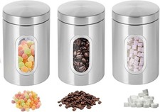Image of 3 Pack Stainless Steel Kitchen Canisters, Canisters Sets for the Kitchen Accesso