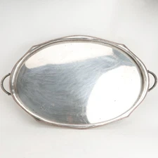 Vassoio grande 27" zampa di leone placcato argento manico ovale squat galleria smerlata