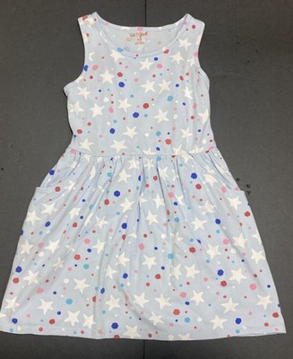 Girl's Cat & Jack Light Blue Starred Knit Sundress Size 8 EUC