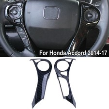2pcs Carbon Fiber Abs Steering Wheel Cover Trim For Honda Accord 2014-2017