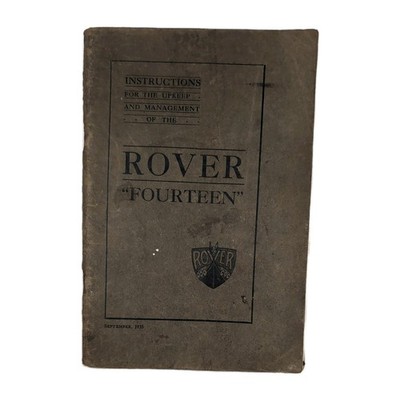 Vintage ROVER Fourteen Sept 1935 Instructions for Upkeep and Management Manual