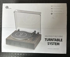 NEW - 1-By-ONE High Fidelity Belt Drive Turntable Record Player with Speakers