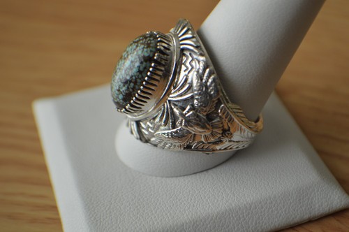 6.10ct Blue Horizon Turquoise Eagle Ring ~ Fine Sterling Silver Size 12 ~ Nice - Picture 3 of 15