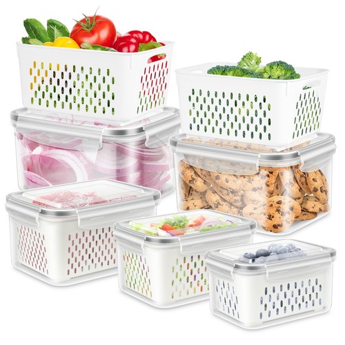5 Pack Fruit Storage Containers for Fridge Produce Saver Vegetable Container