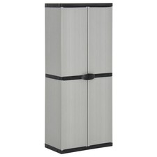Garden Storage Cabinet with 3 Shelves Grey & Black Utility Rack vidaXL