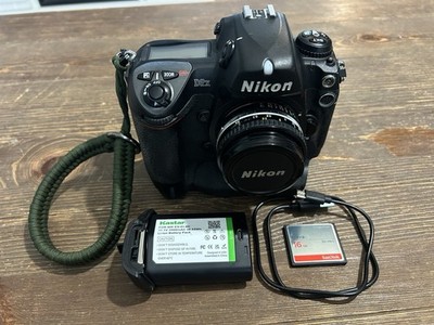 Nikon D2X DSLR Camera Body w. Battery USB-C Charger, 50mm F1.8 Lens, CF Card
