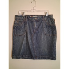 Vtg Route 66 Womens Denim Mini Skirt Medium Wash Blue Cotton Size 11/12 New Y2k