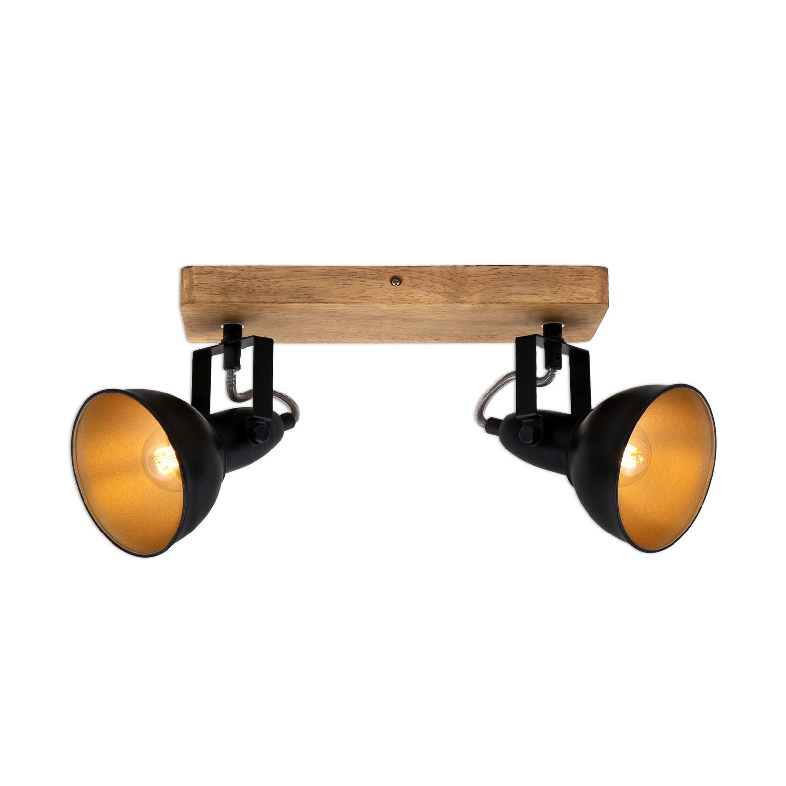 Spot plafonnier rétro en bois et métal pour illuminer une cuisine dînatoire