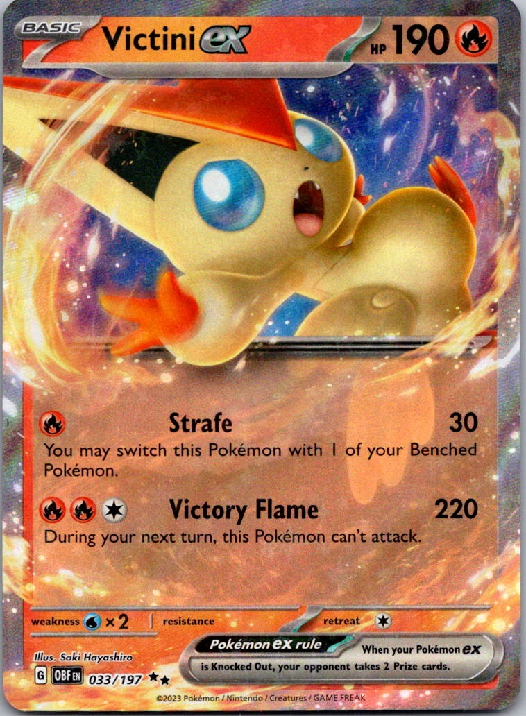 Victini ex 033/197 Double Rare Obsidian Flames Pokemon Holo Near Mint