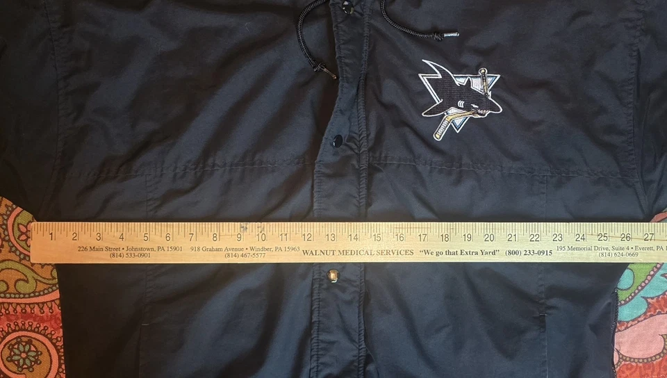 Винтажный Сан-Хосе акулы стартер пуховик куртка парка НХЛ хоккей 90-х большой - Изображение 4 из 4