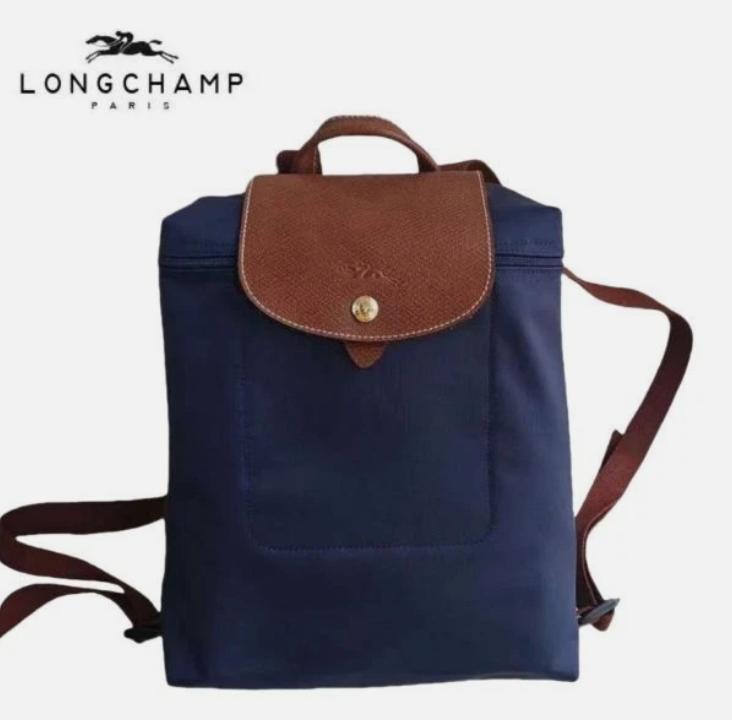 Longchamp Le Pliage Navy Nylon Leather Backpack Women's Bag Outlet