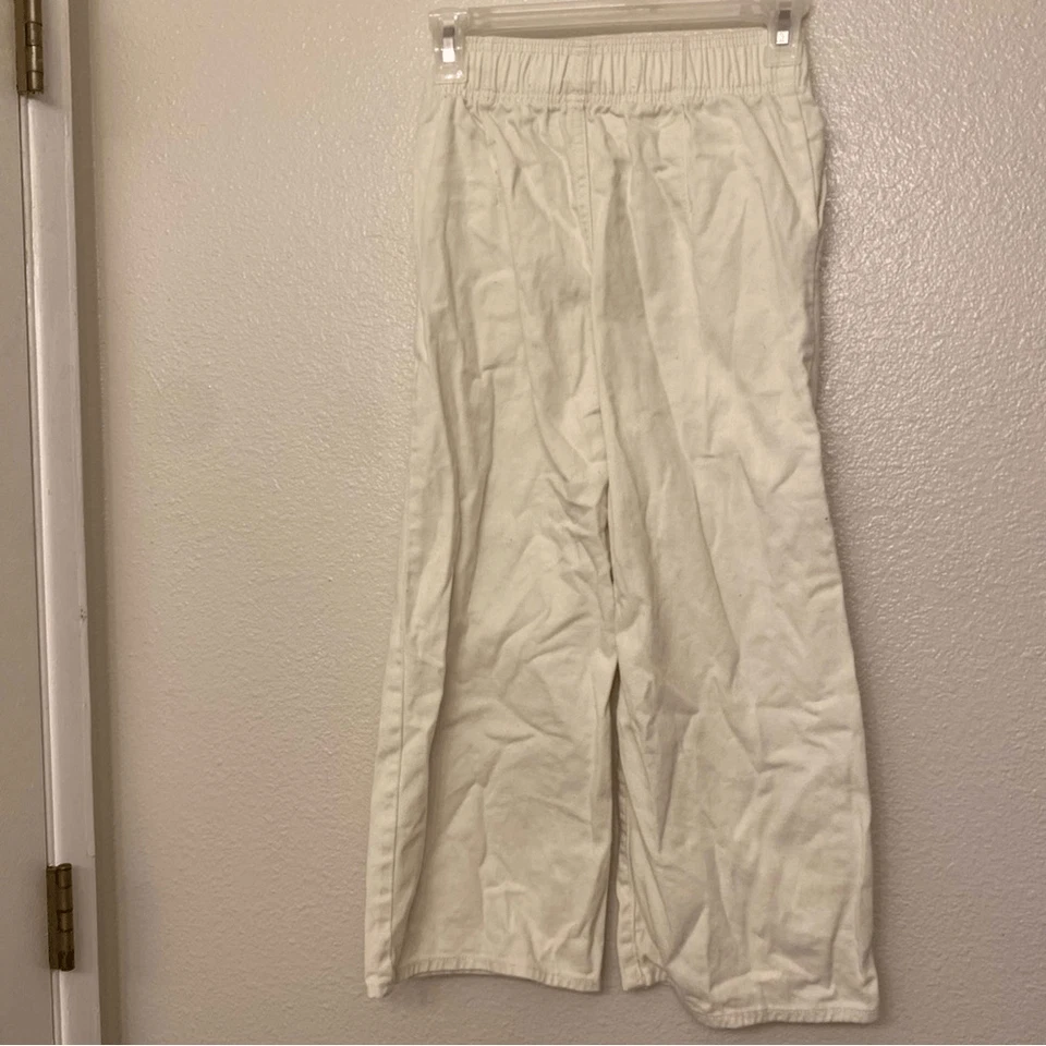 Старый темно-синий высокая талия мешковатые широкие ноги Pull-on белый джинсовой ткани хлопок джинсы брюки M 8 - Изображение 4 из 4