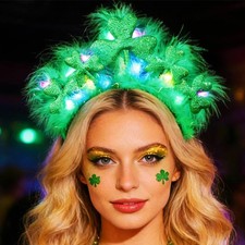 CAKURE St. Patrick's Day Headband Light Up 1 Count Pack of 1 , Green