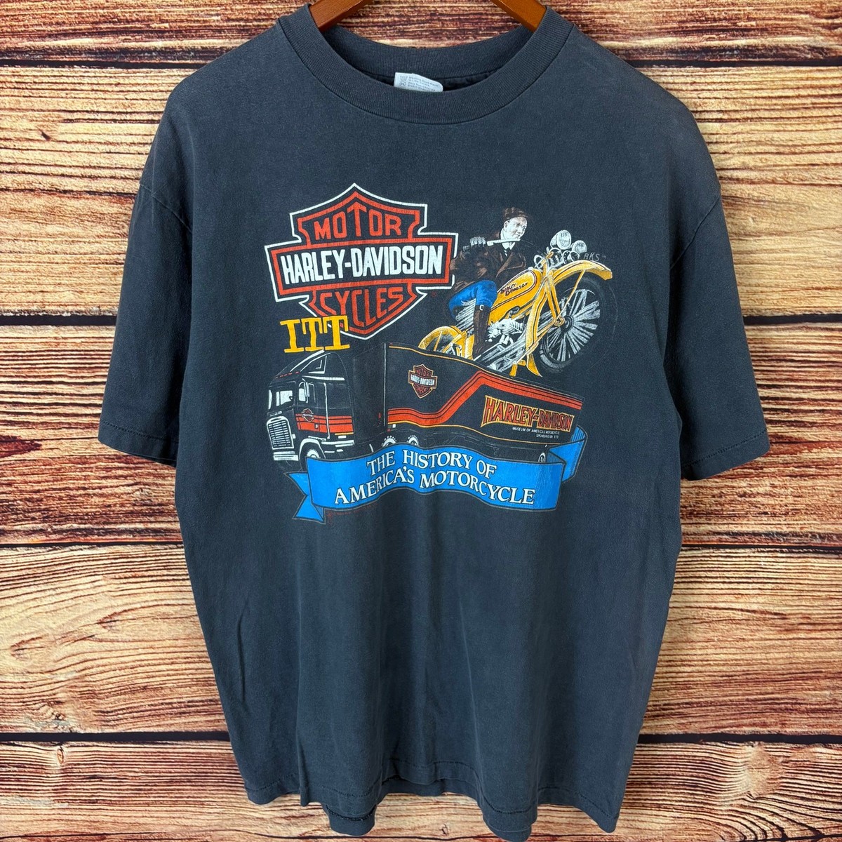 Vintage 1989 Harley Davidson Motorcycles The History Of Harley Davidson T-shirt View 2