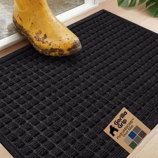 Doormat 35x23 Black Polyester Rubber Indoor Outdoor Mat