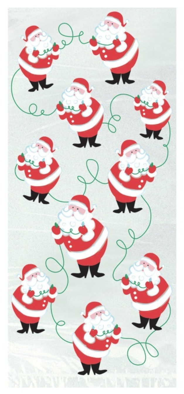 Christmas Twinkle Santa Cellophane Gift Bags 20 Pack Cello Treat Bags Presents