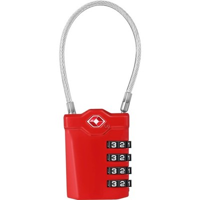 TSA-Zahlenschloss 4-stelliger Code Rot | Reisegepäckschloss, Öffnungsalarm, R...