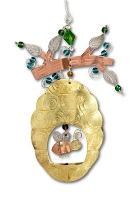 Honey Beehive Bee Insect Ornament Metal Fair Trade Pilgrim Imports New