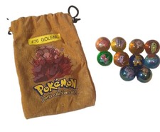 Vintage 1999 Pokemon Marbles Lot of 10 w Original Storage Pouch Toy Biz Nintendo