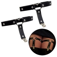 Elastic Women Punk Thigh Harness Pu Leather Garter Belt Heart Leg Garter Straps