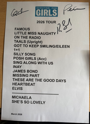 Scouting For Girls Autogramm - She's So Lovely - signed A4 2026 Setliste