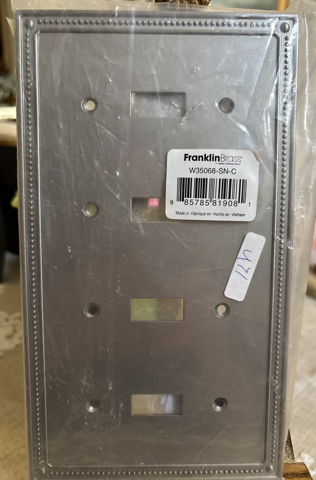 Franklin Brass W35068-SN-C BRUSHED NICKEL Quad(4)Switch Wall Plate~Switch Plate