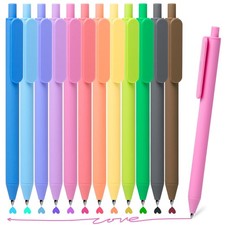 12 Pack Gel Pens Retractable 0.7mm Fine Point Multicolor Quick Dry Ink Drawing