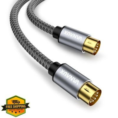Vanaux MIDI Cable 5 Pin DIN Male to Male 3ft/1m Keyboard Synth