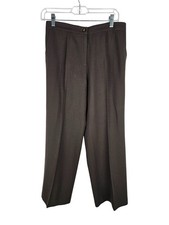 Anne Klein New York Wool Lined Pants 10P Brown Zip Front Professional