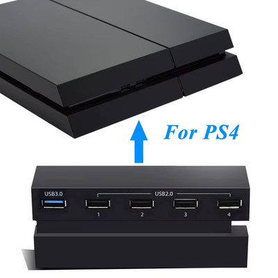 5 Port USB Hub for PS4, USB 3.0 High-Speed Adapter Expansion Hub Connector Fit f