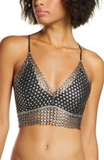 Free People Intimately FP Constellation Bralette Soft Bra Crochet Black Large
