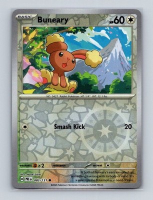 Buneary 083 2025 Pokemon Prismatic Evolutions Reverse Holo Card NM+